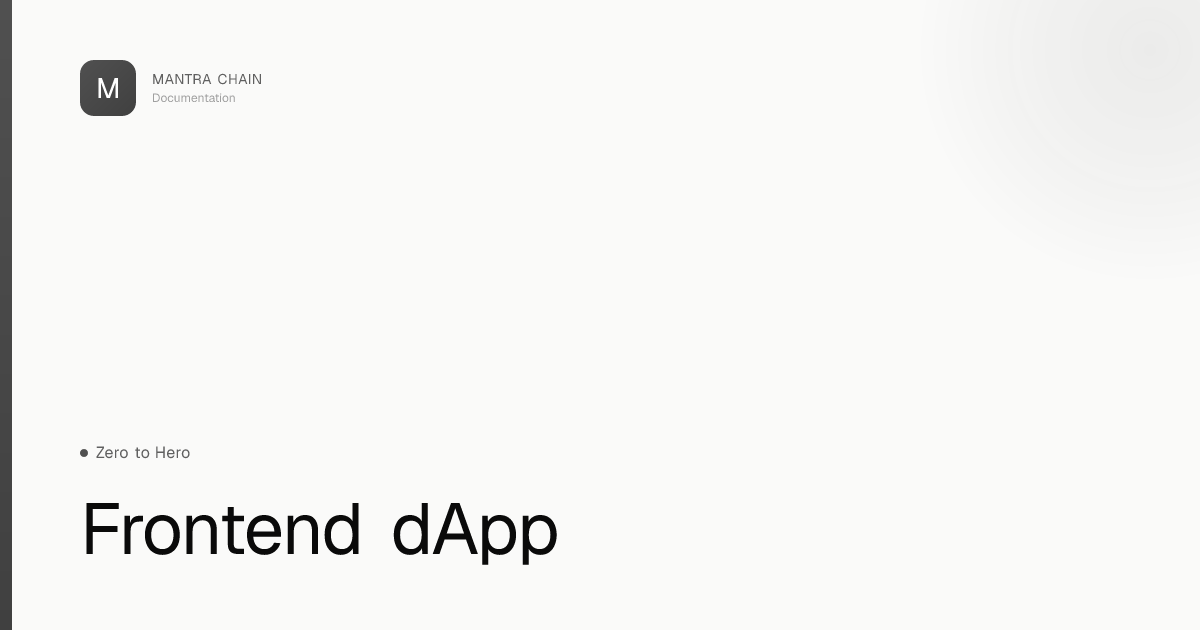 Frontend dApp | MANTRA Chain Documentation